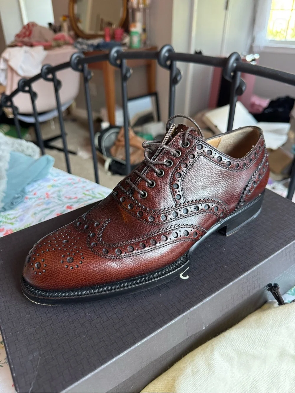 Cole Haan Men’s Dark Brown Leather Wingtip Oxfords
